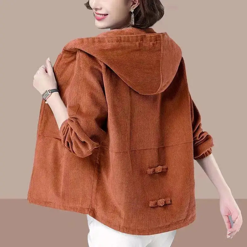 Noor – Corduroy Damesjack Met Capuchon