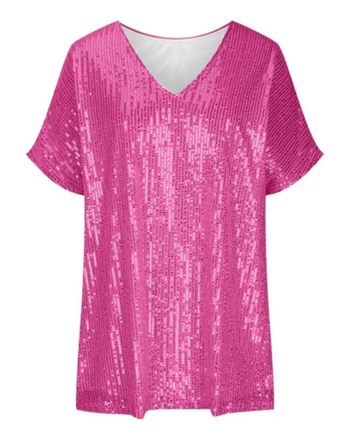 Noelia – Pailletten T-Shirt Met V-Hals