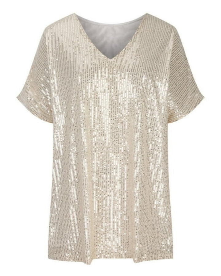Noelia – Pailletten T-Shirt Met V-Hals
