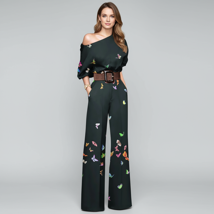 Camille stijlvolle dames jumpsuit met vlindereffect van Lenoriva – luxe elegante pasvorm en vrouwelijke uitstraling