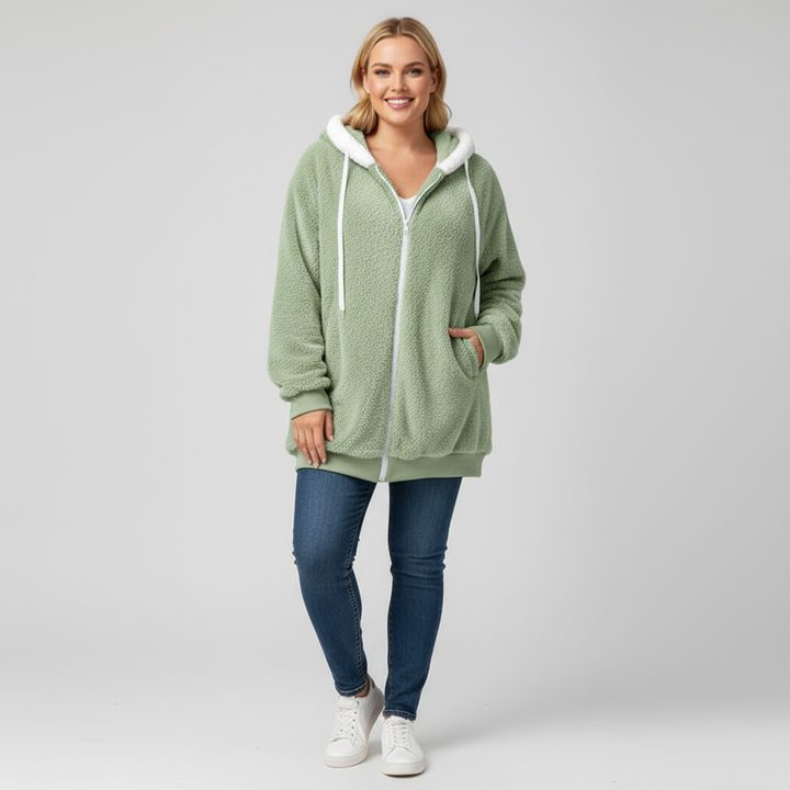 Camille stijlvolle teddyjas met capuchon van Lenoriva – elegante zachte damesjas