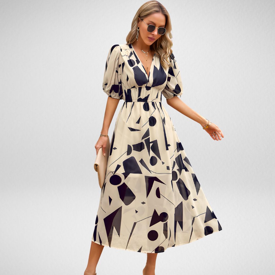 Elegante maxi-jurk met V-hals voor dames