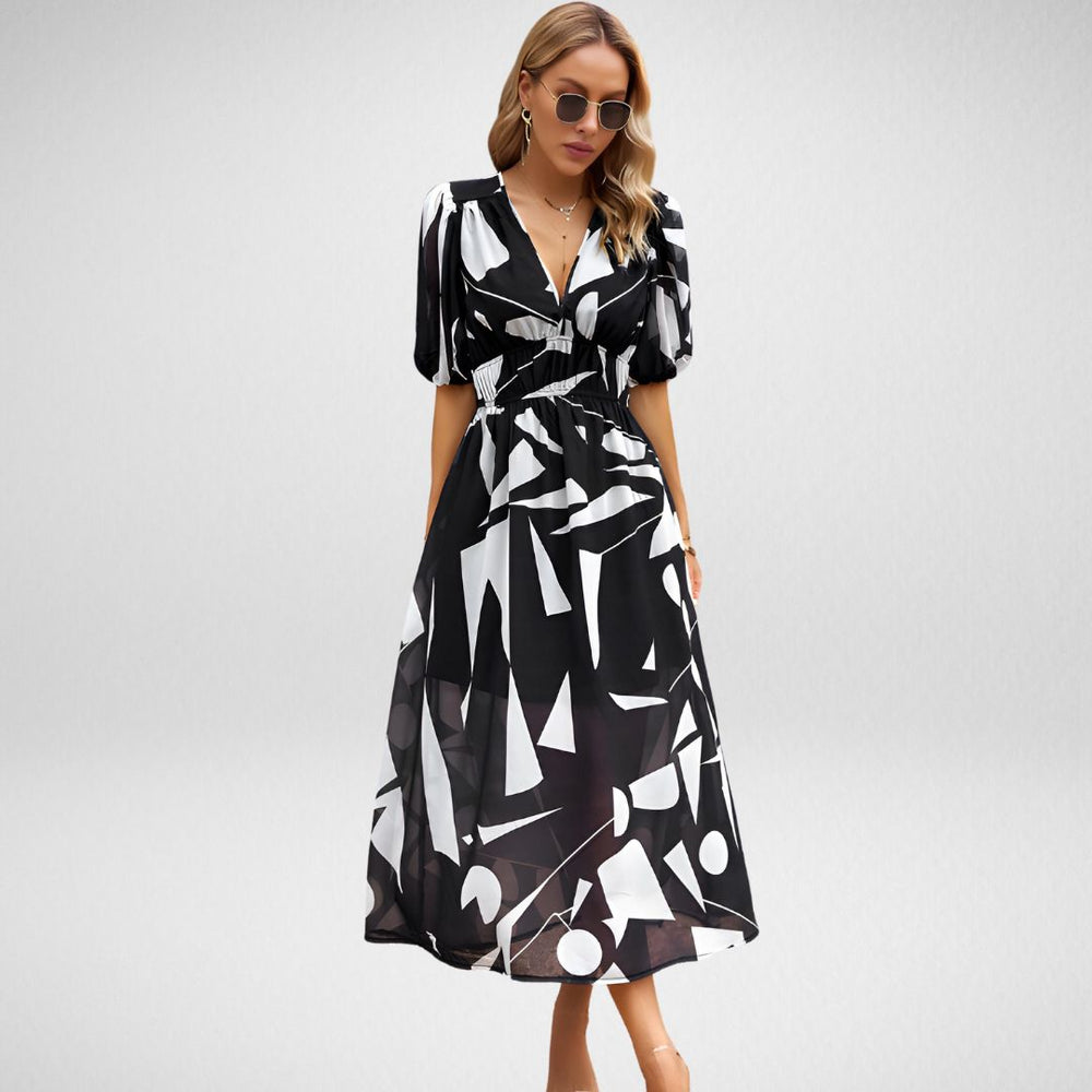 Elegante maxi-jurk met V-hals voor dames