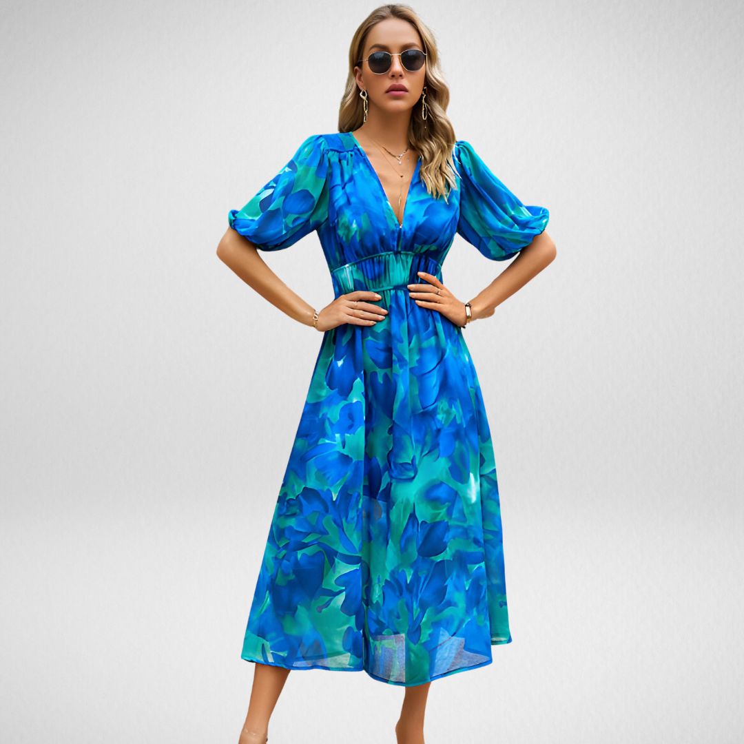 Elegante maxi-jurk met V-hals voor dames