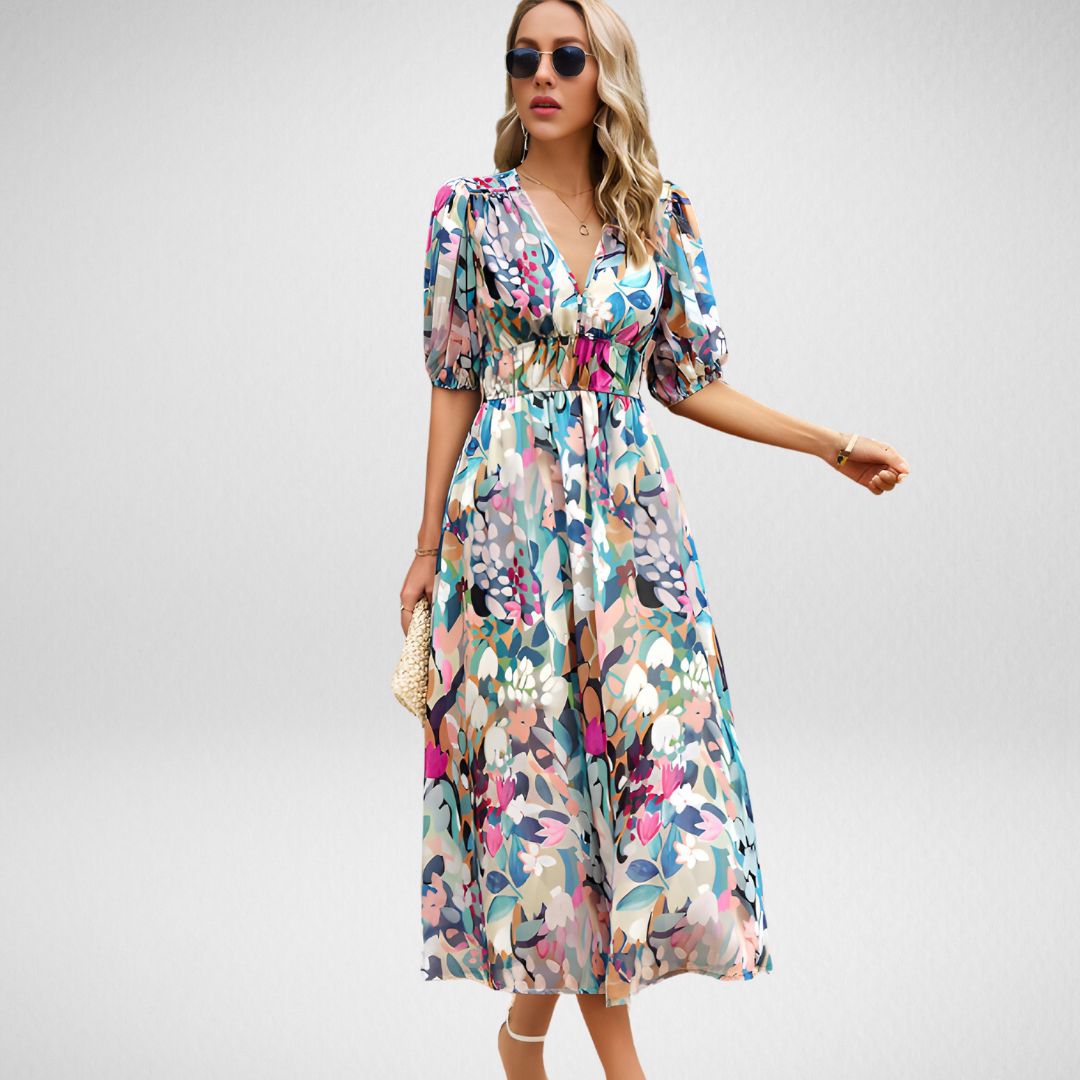 Elegante maxi-jurk met V-hals voor dames