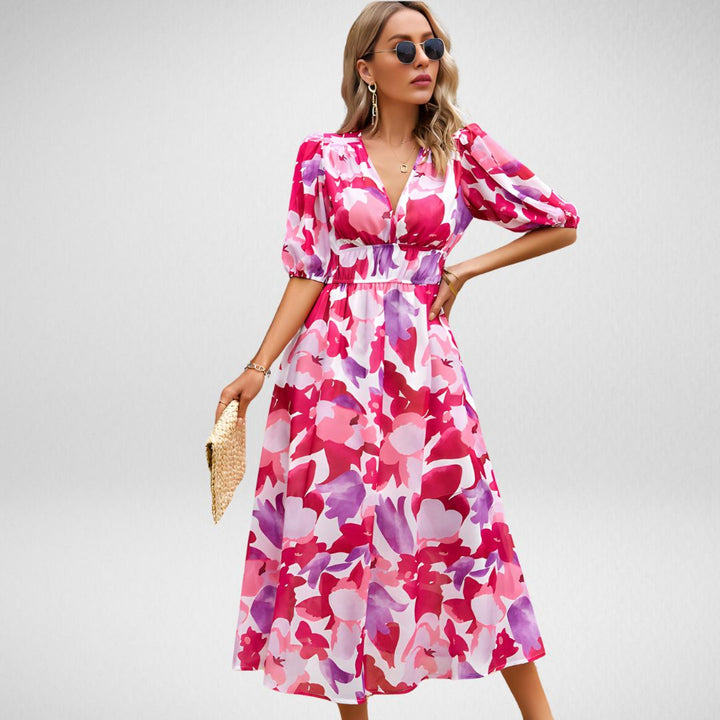 Elegante maxi-jurk met V-hals voor dames