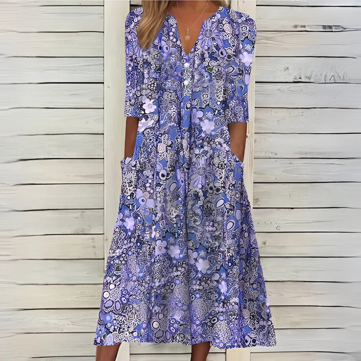 Solea – Bloemige Midi Zomerjurk