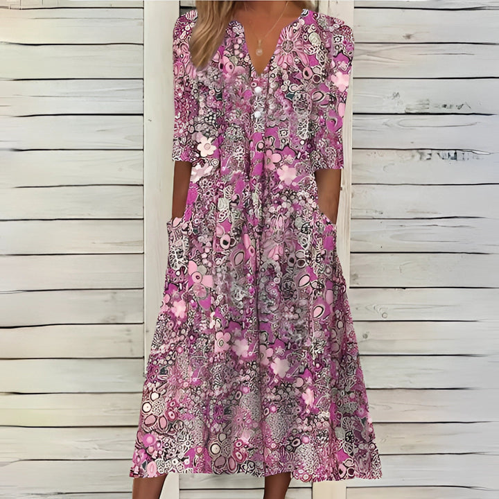 Solea – Bloemige Midi Zomerjurk