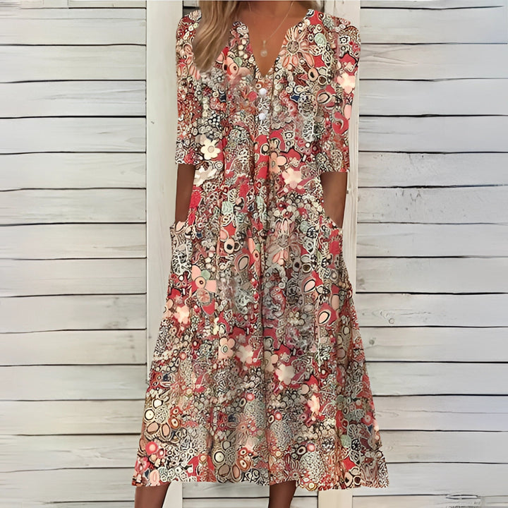 Solea – Bloemige Midi Zomerjurk