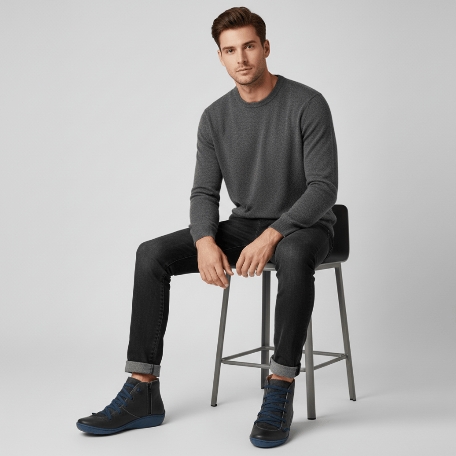 Stef - Leren enkellaarsjes met platte zool