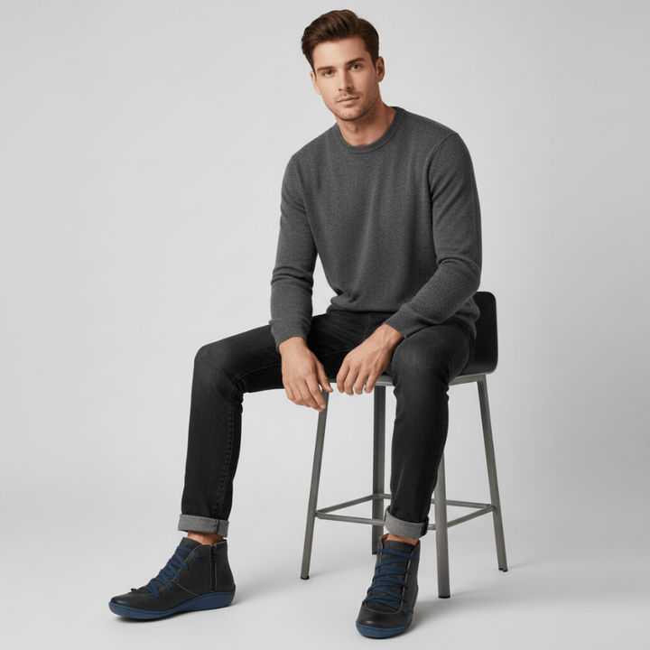 Stef - Leren enkellaarsjes met platte zool