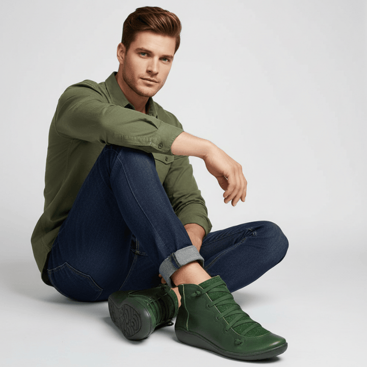 Stef - Leren enkellaarsjes met platte zool