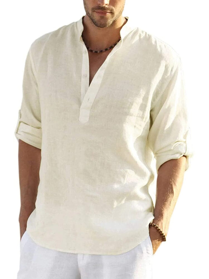 Elias – linnen stijl henley shirt