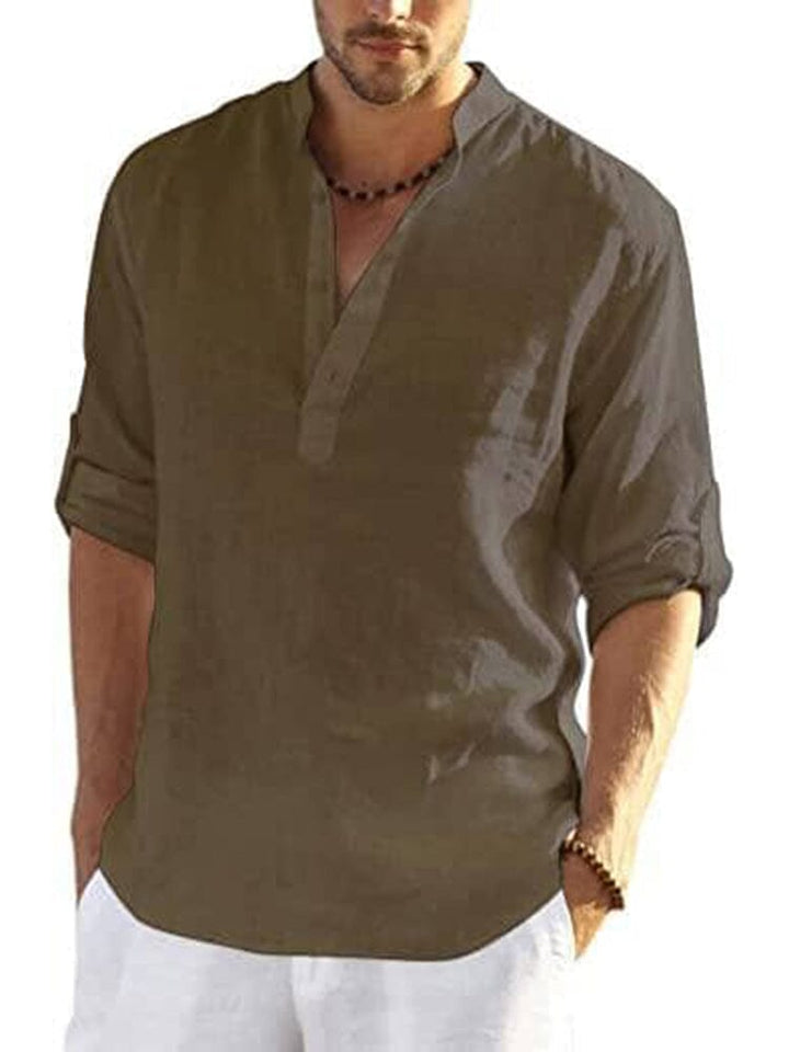 Elias – linnen stijl henley shirt