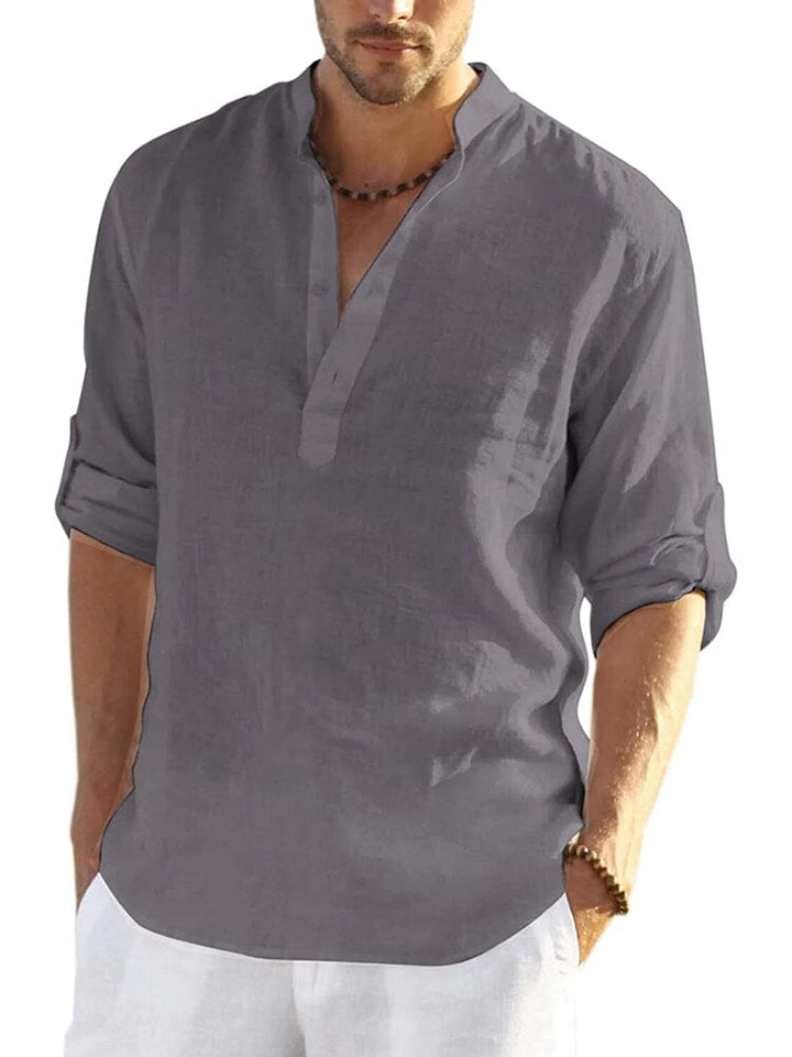 Elias – linnen stijl henley shirt