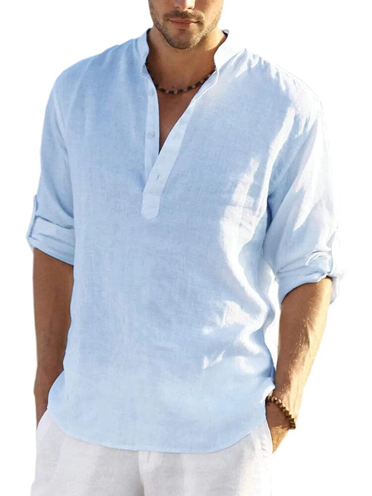 Elias – linnen stijl henley shirt