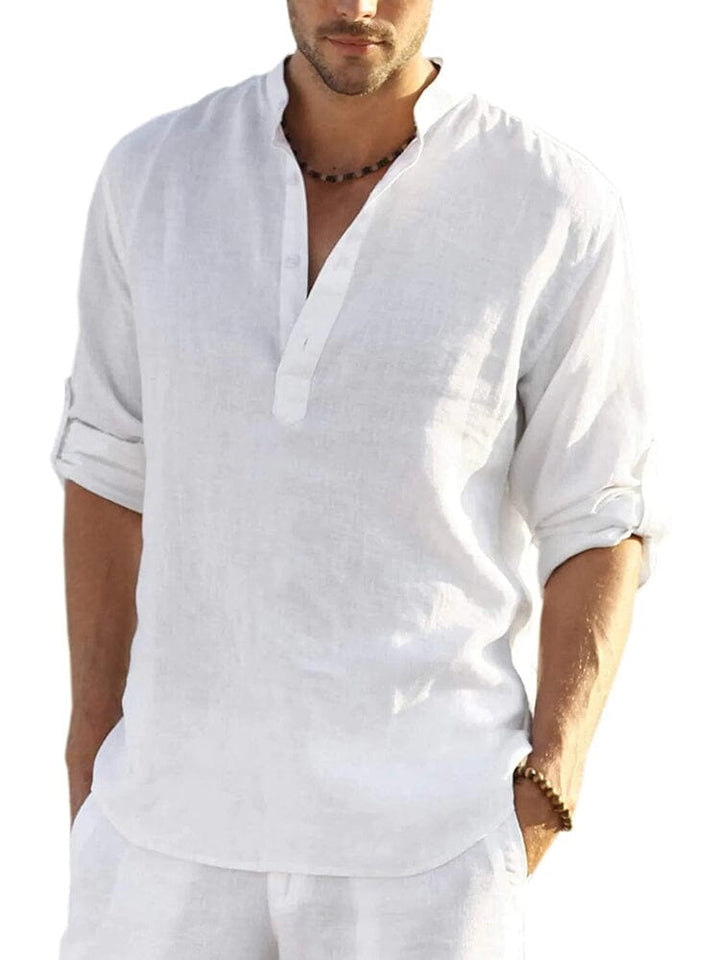 Elias – linnen stijl henley shirt