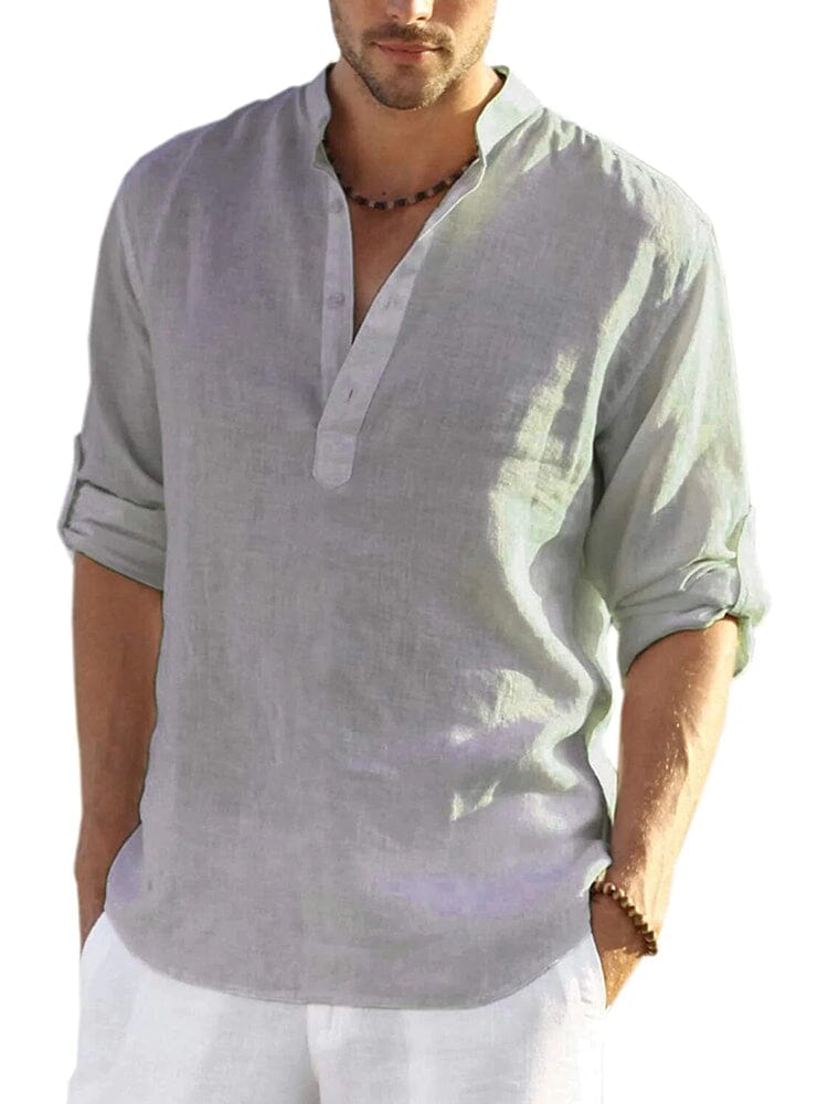 Elias – linnen stijl henley shirt