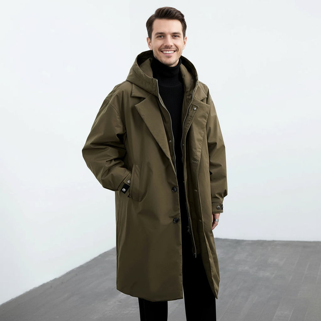 Lenoriva Léon waterdichte puffer-trenchcoat voor heren – stijlvolle en comfortabele jas
