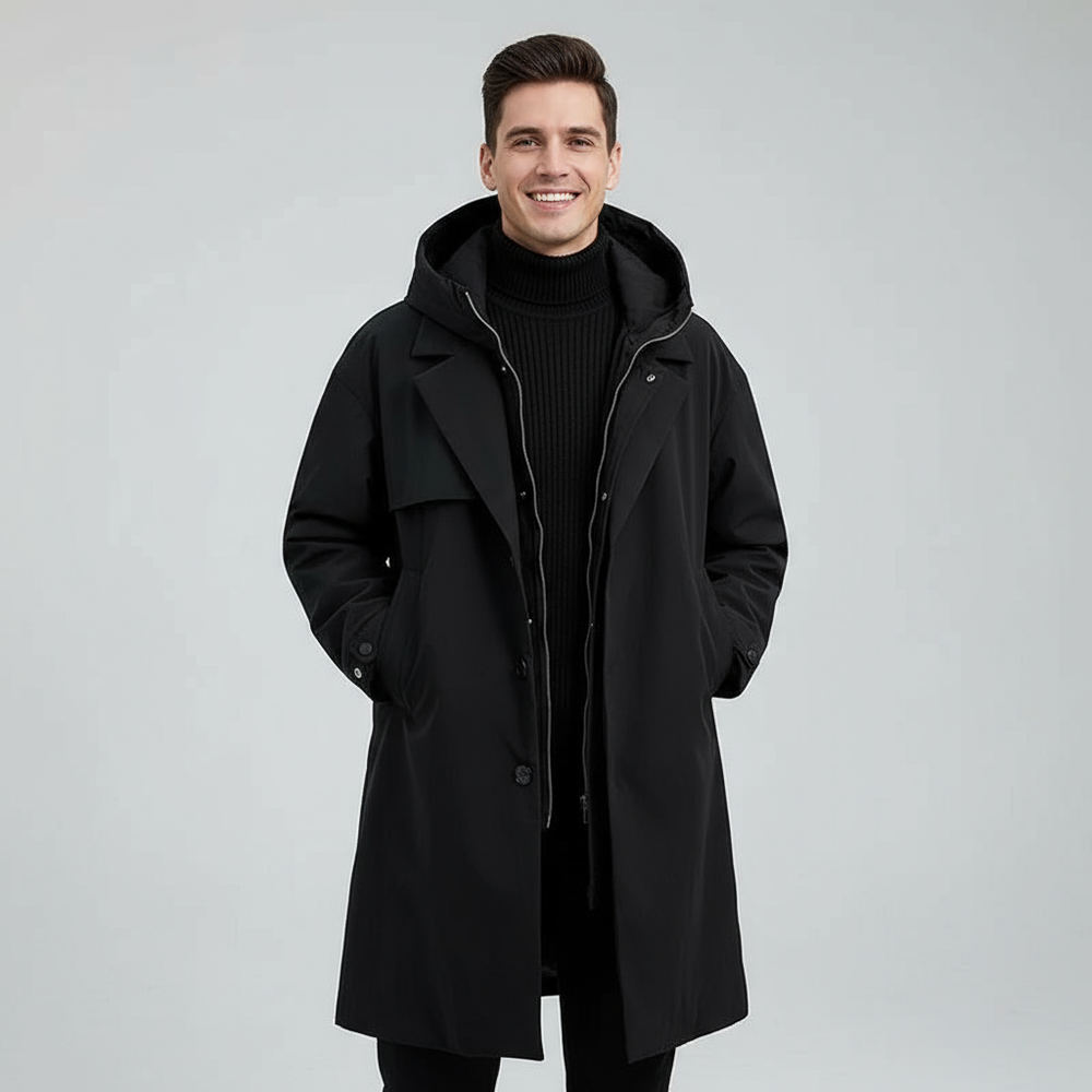 Lenoriva Léon waterdichte puffer-trenchcoat voor heren – stijlvolle en comfortabele jas