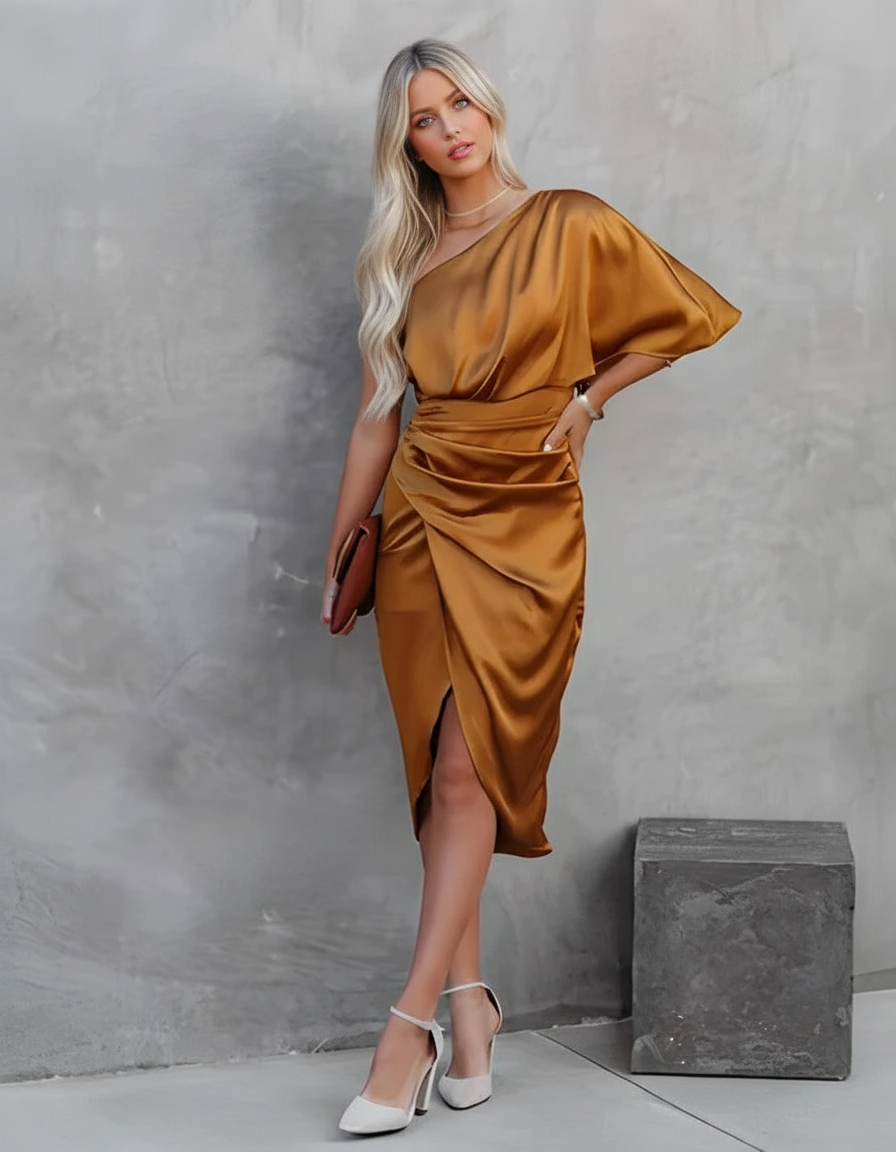 Zijdezachte elegante avondjurk dames met flatterende pasvorm - Serena