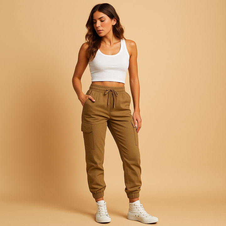 Lieve – Aansluitende Cargobroek Met Hoge Taille