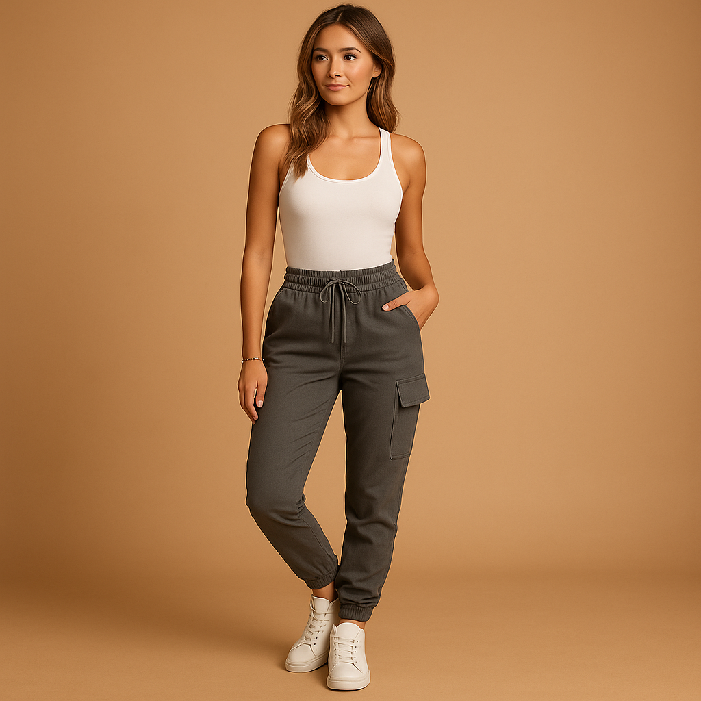 Lieve – Aansluitende Cargobroek Met Hoge Taille