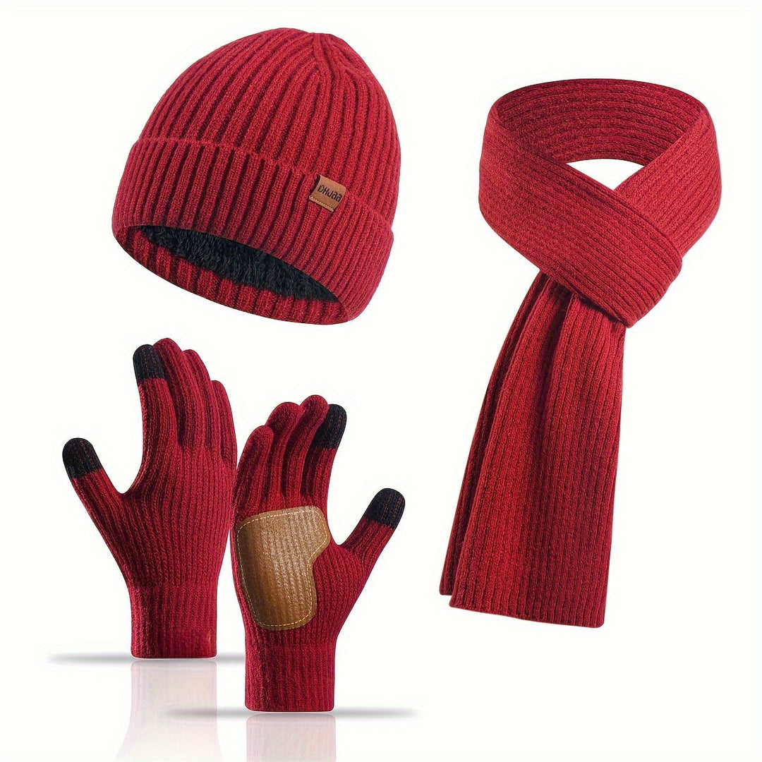 Alvara – Unisex Winterset Met Muts, Sjaal En Handschoenen