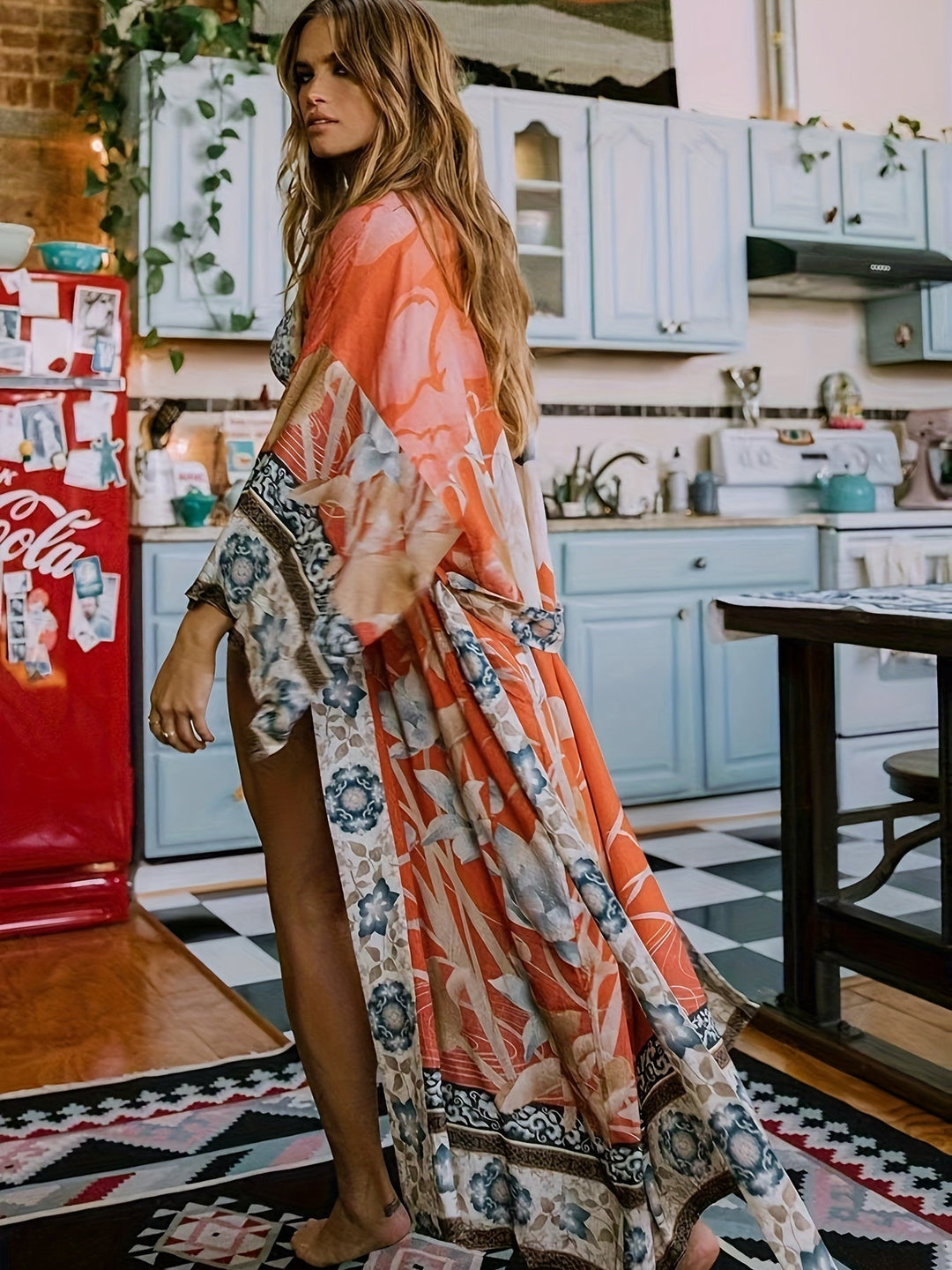 Noëlle – lange kimono met bloemenprint