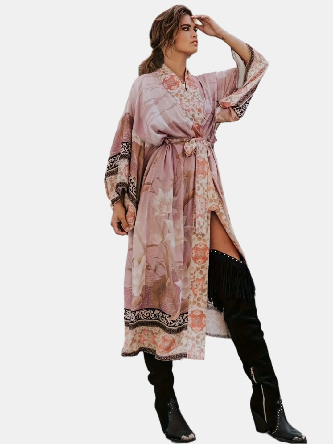 Noëlle – lange kimono met bloemenprint