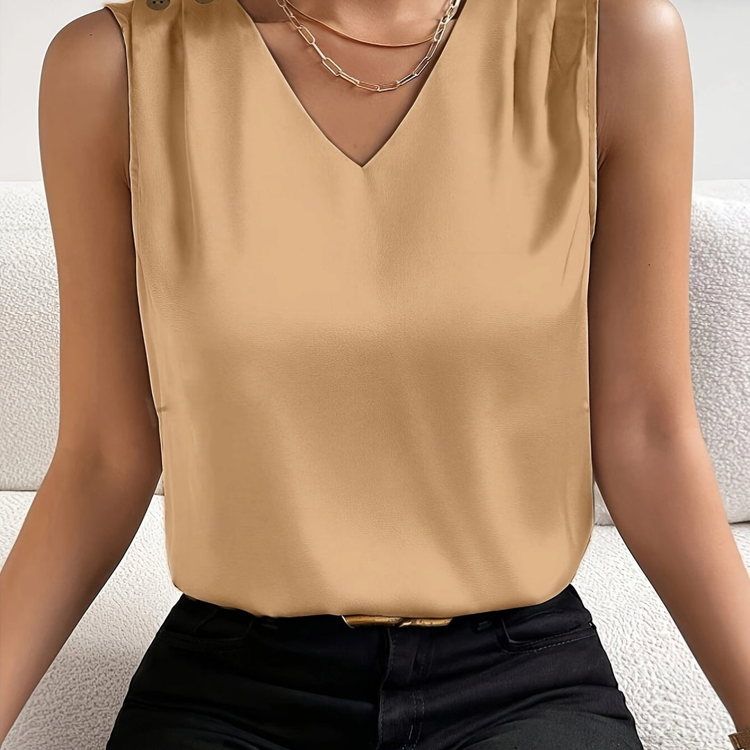Solène – V-Hals Tanktop met Knoopdetail