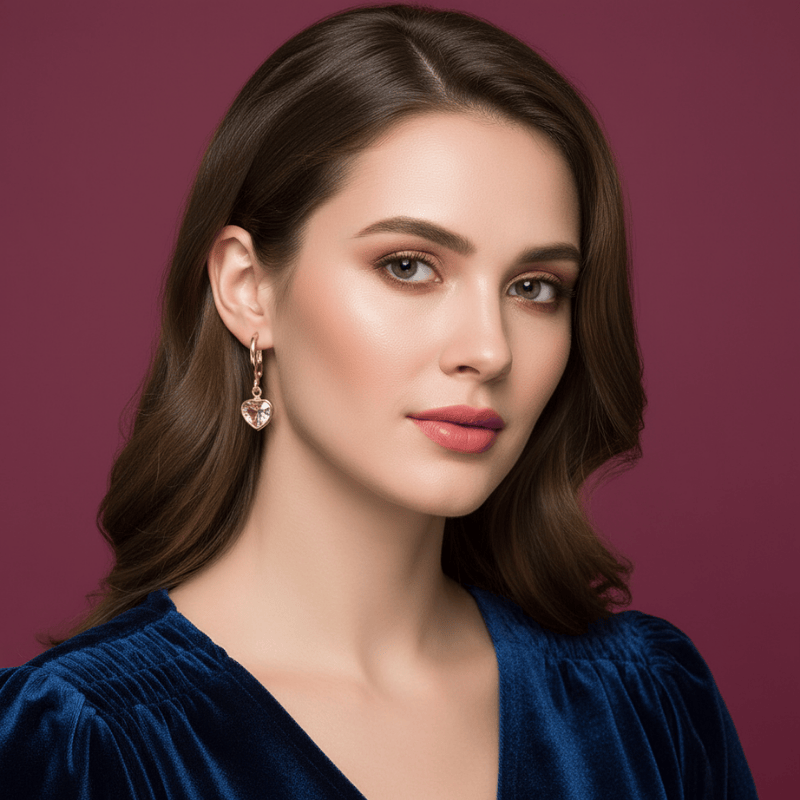 Élodie hartvormige oorbellen met kleurrijke zirkonia van Lenoriva – elegante sieraden met luxe uitstraling