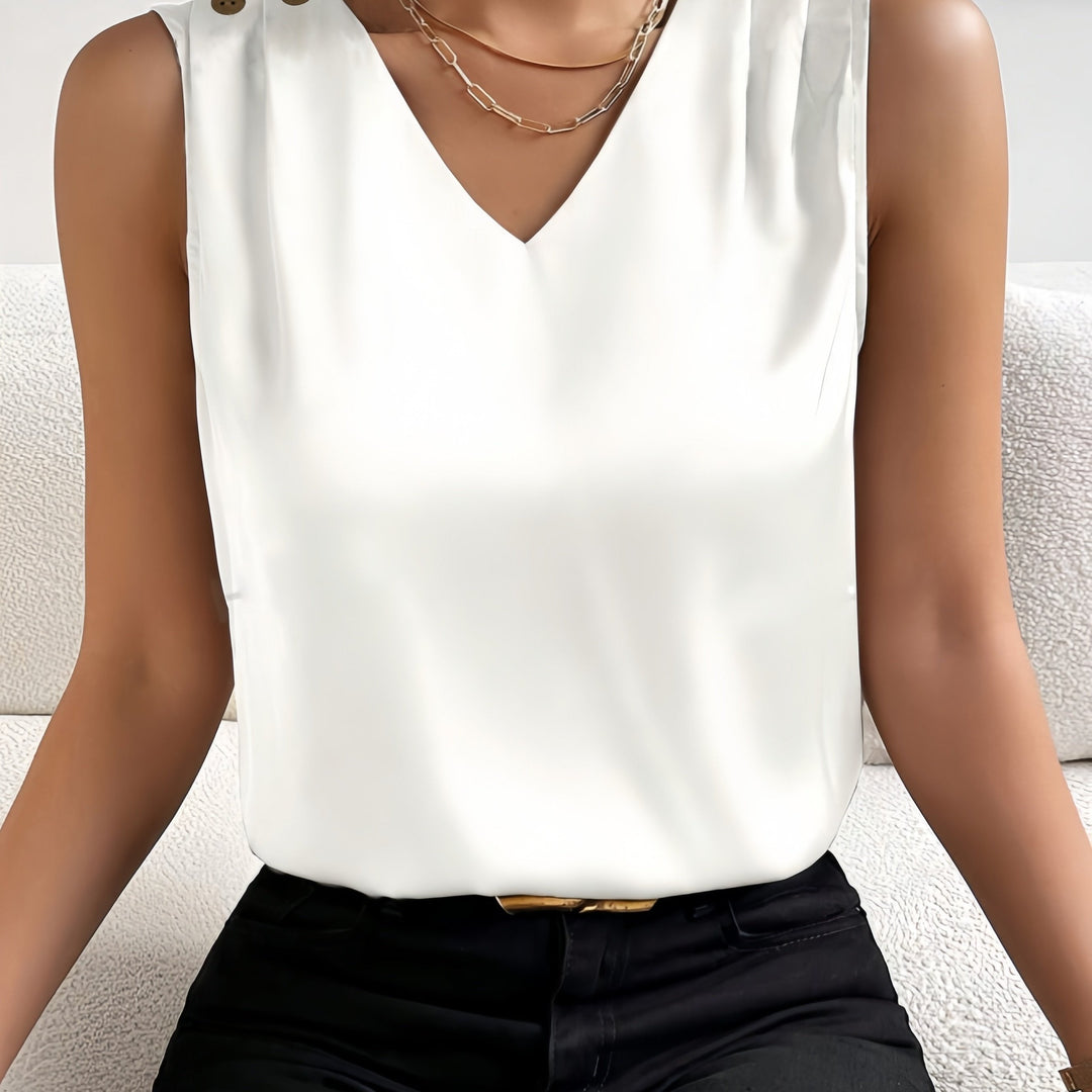 Solène – V-Hals Tanktop met Knoopdetail