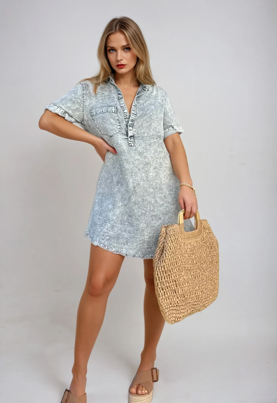 Livia – Denim Jurk met Knopen