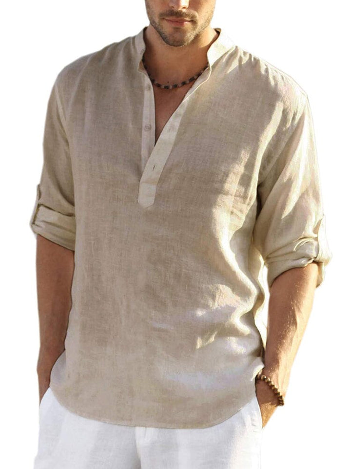 Elias – linnen stijl henley shirt