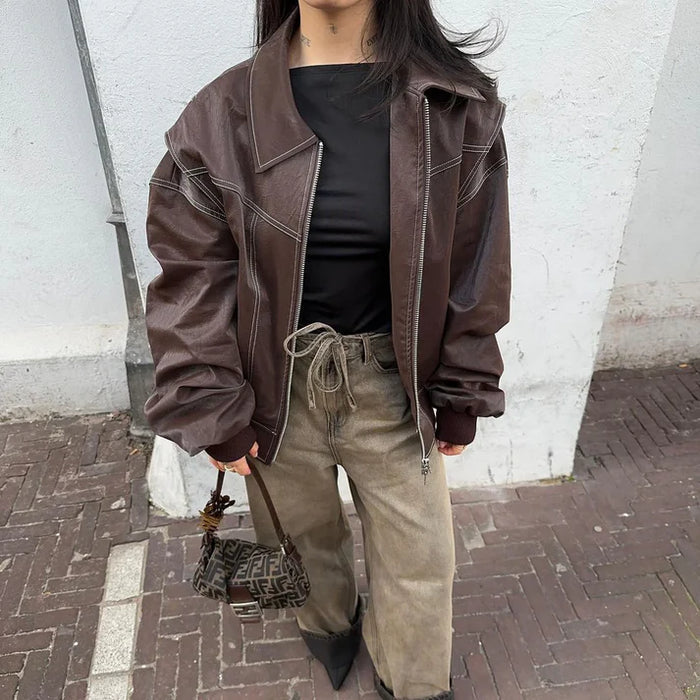 Vivien – Oversized Leren Jas