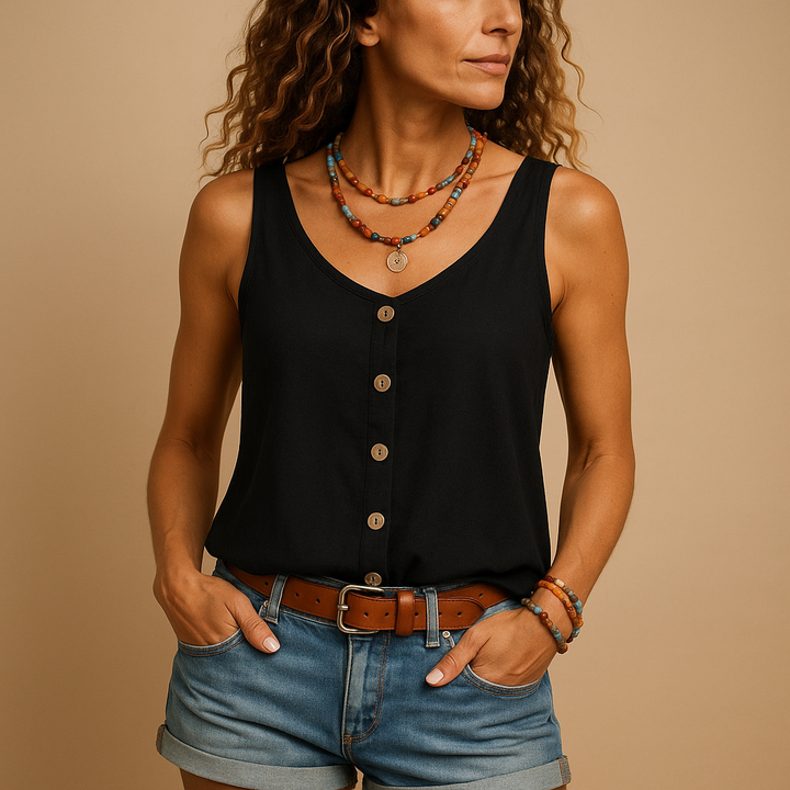 Nerina – Luchtige Mouwloze Top Met V-Hals