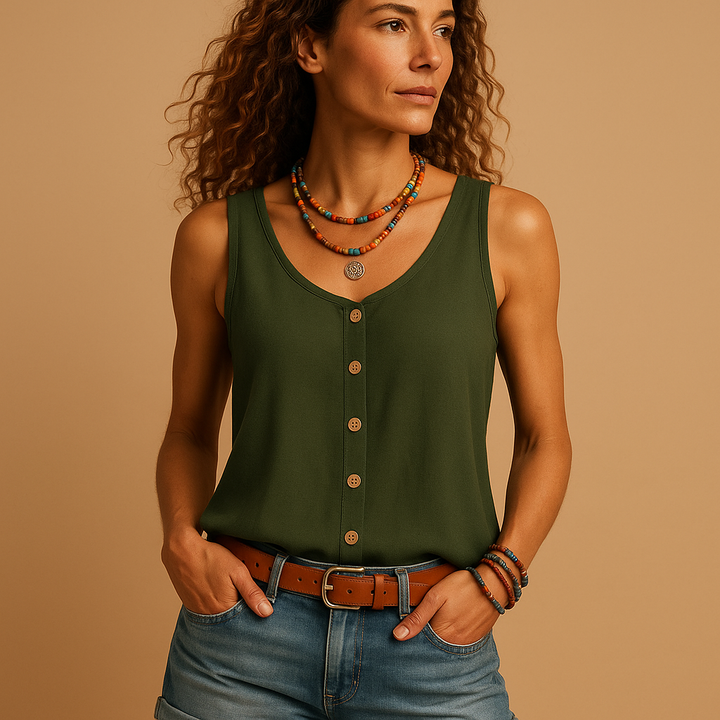 Nerina – Luchtige Mouwloze Top Met V-Hals