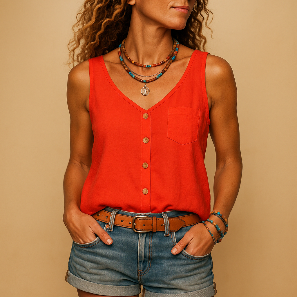 Nerina – Luchtige Mouwloze Top Met V-Hals