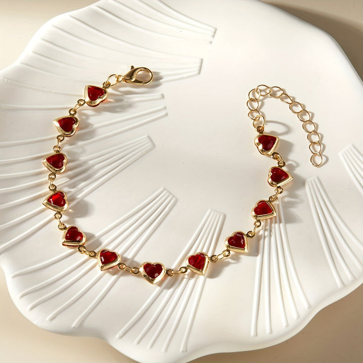 Chloé elegante rode hartjesbedelarmband voor dames van Lenoriva – romantische sieraden met luxe afwerking