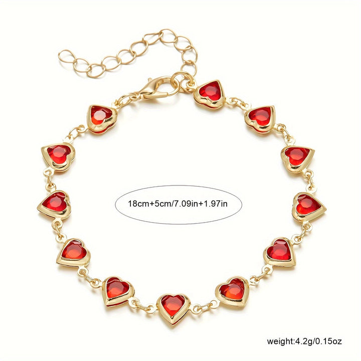 Chloé elegante rode hartjesbedelarmband voor dames van Lenoriva – romantische sieraden met luxe afwerking