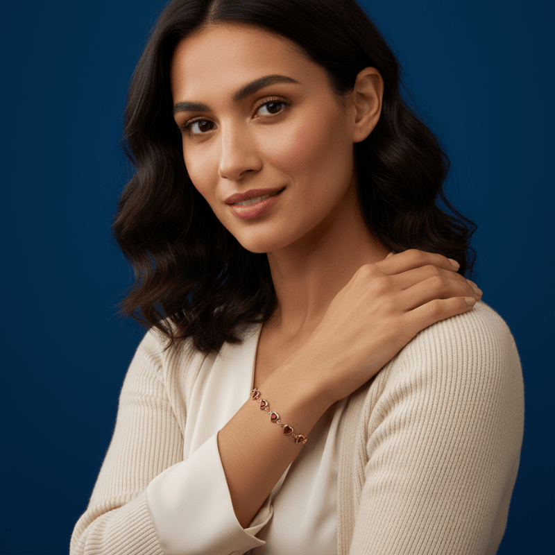 Chloé elegante rode hartjesbedelarmband voor dames van Lenoriva – romantische sieraden met luxe afwerking