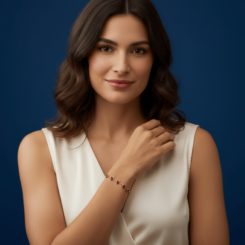 Chloé elegante rode hartjesbedelarmband voor dames van Lenoriva – romantische sieraden met luxe afwerking